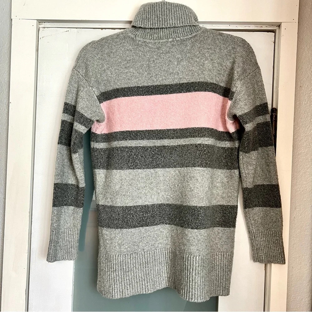 Talbots Gray Fireside Stripe Pullover Turtleneck Sweater Women Medium Petite - Picture 5 of 12